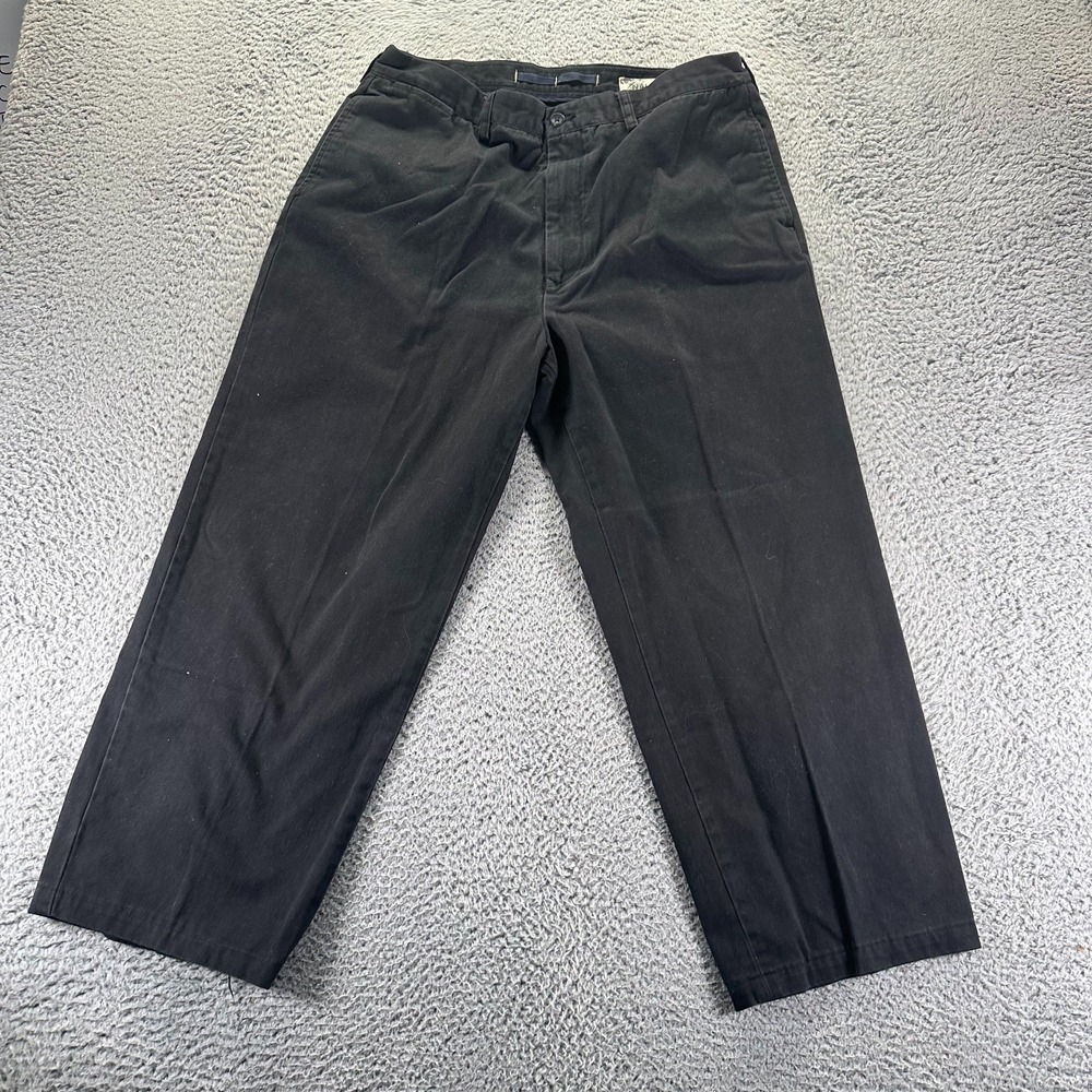 Nautica NS83 Clipper Pant Mens 36x27 Black Cotton Chino Straight Leg Relaxed Fit